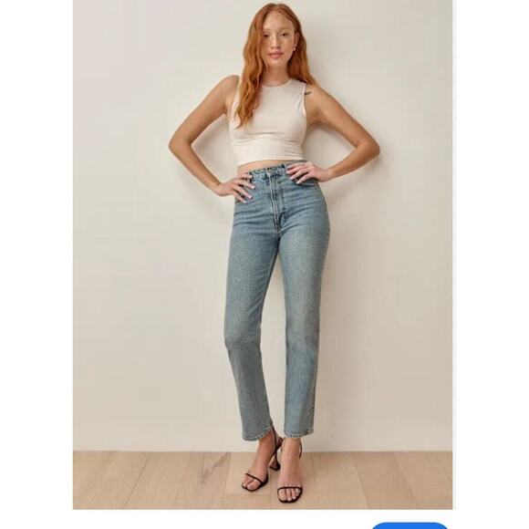 Reformation Liza High Rise Straight Cropped Jeans Montego distress Size 26 - Picture 1 of 14
